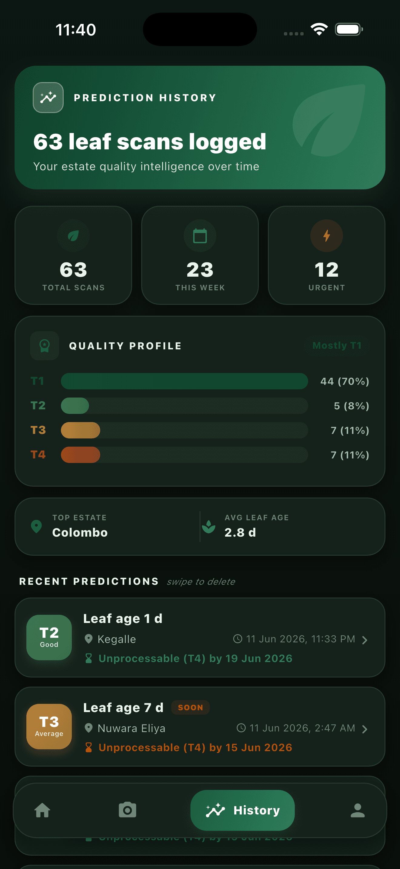 TeaOptima app - Every scan, logged