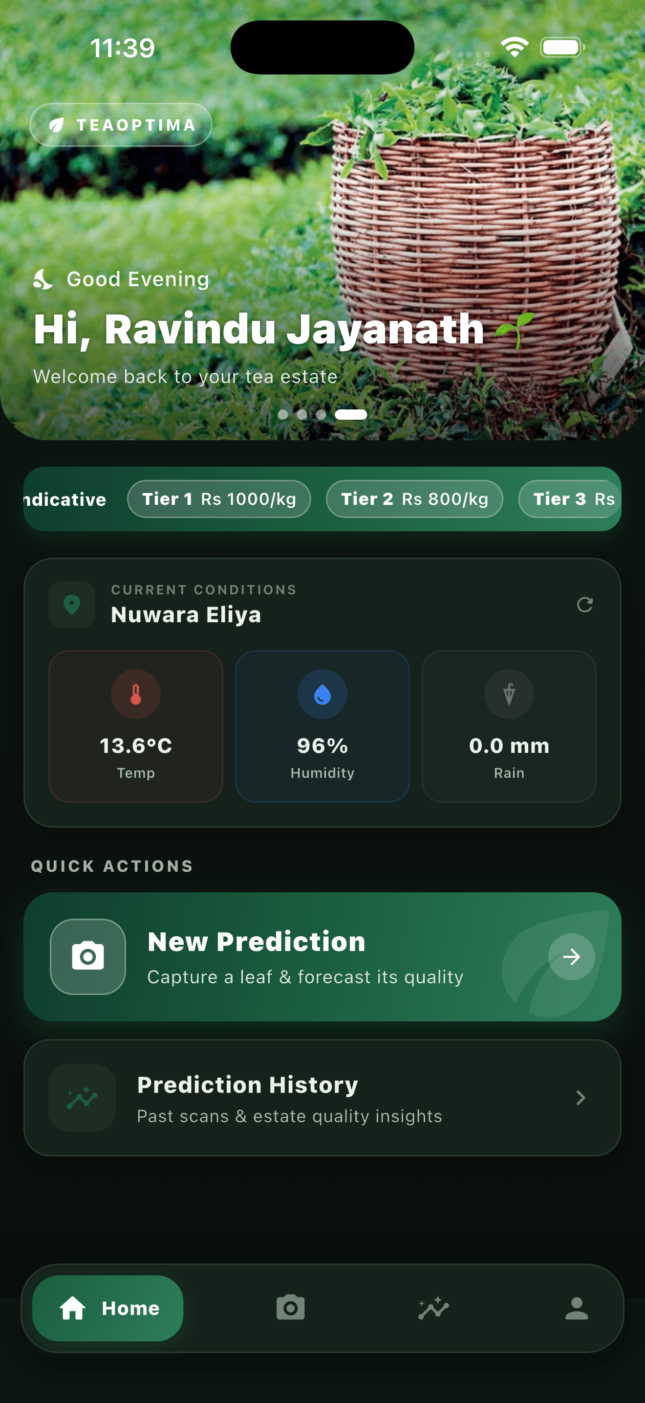 TeaOptima app - Estate at a glance